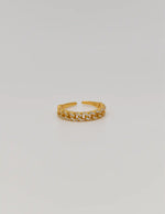 gold adjustable promise ring with sparkling pavé crystals