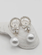 gold plated earrings with pearl drops and sparkling crystals montreal wedding jewellery