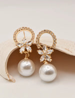luxury crystal bloom earrings with pearl drops in gold setting for women canada