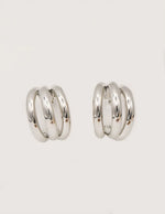 triple shine silver huggies earrings modern minimalist jewelry canada