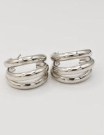 silver layered huggies earrings for women montreal minimalist jewellery