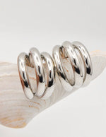 stacked triple shine silver huggies earrings canada clean girl jewelry 2025