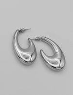 silver sculpted hoop earrings with wave design canada modern minimalist jewelry gift idea