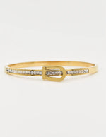 Gold birthstone bracelet with buckle clasp and crystal line