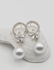gold plated earrings with pearl drops and sparkling crystals montreal wedding jewellery