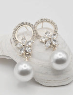 luxury gold crystal bloom earrings with pearl drops montreal minimalist jewellery