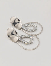 angled side view of silver crystal drop dangly earrings, chic canadian gift jewellery for women