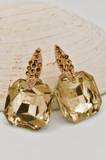 champagne crystal_luxe_hypoallergenic_earrings for women with faceted gemstone and textured top – elegant hypoallergenic earrings jewellery Canada