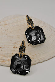 bold black crystal_luxe_hypoallergenic_earrings with glamorous square gem and sparkling gold accent – hypoallergenic earrings gift for her Canada