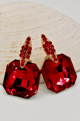 gold crystal_luxe_hypoallergenic_earrings with champagne square gem and sparkling top accent – hypoallergenic earrings Canada gift for her