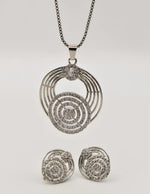 circle pendant necklace Canada – leaf design silver jewellery set, TikTok viral necklaces style trending in asian jewelry store Canada