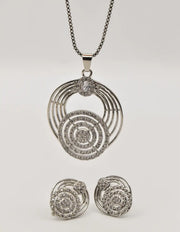 circle pendant necklace Canada – leaf design silver jewellery set, TikTok viral necklaces style trending in asian jewelry store Canada