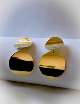 gold disc earrings for women with high-shine polished finish

