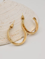 golden_glow_twist_dangles gold hoop earrings minimalist jewellery canada
