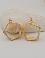 gold hexagon wire earrings canada earrings for women minimalist montreal jewellery trendy geometric style gift for her jewelry