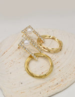 Montreal minimalist jewellery luxe pearl glam dangling earrings with pearl detail and sparkling crystals for women