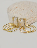 stylish gold dangling earrings with pearl accents and cubic zirconia frame, perfect clean girl jewelry 2025 Canada