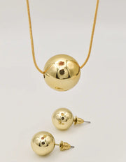 gold radiant orb duo jewelry set with round pendant necklace and stud earrings affordable luxury jewelry near me in canada