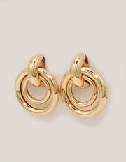 modern gold earrings women double circle design, canadian jewellery style clean girl jewelry 2025
