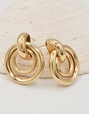 radiant orbit gold earrings for women, chic round hoop design popular tiktok viral jewellery in canada