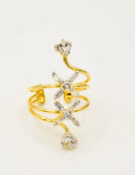 modern golden spiral floral ring with crystal accents - stylish adjustable rings for women canada