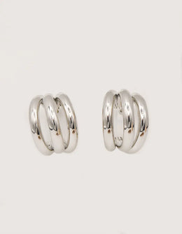 triple shine silver huggies earrings modern minimalist jewelry canada